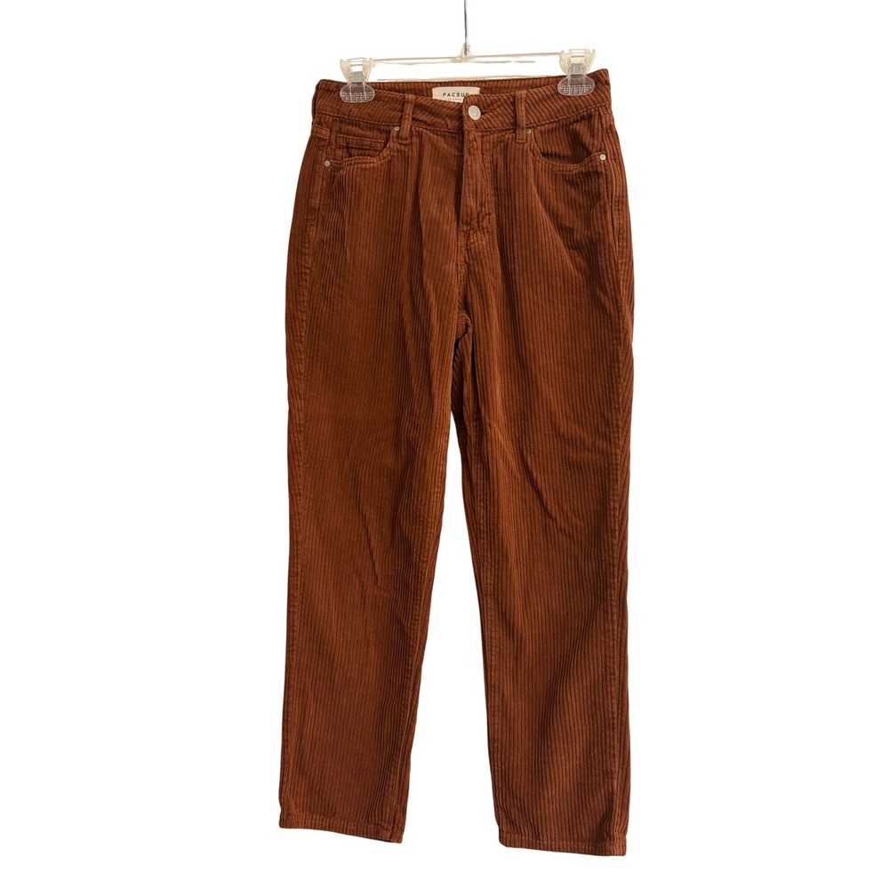 PacSun Mom Jean Corduroy Pants Rust Brown High Rise Straight Leg 0-2 Size 25